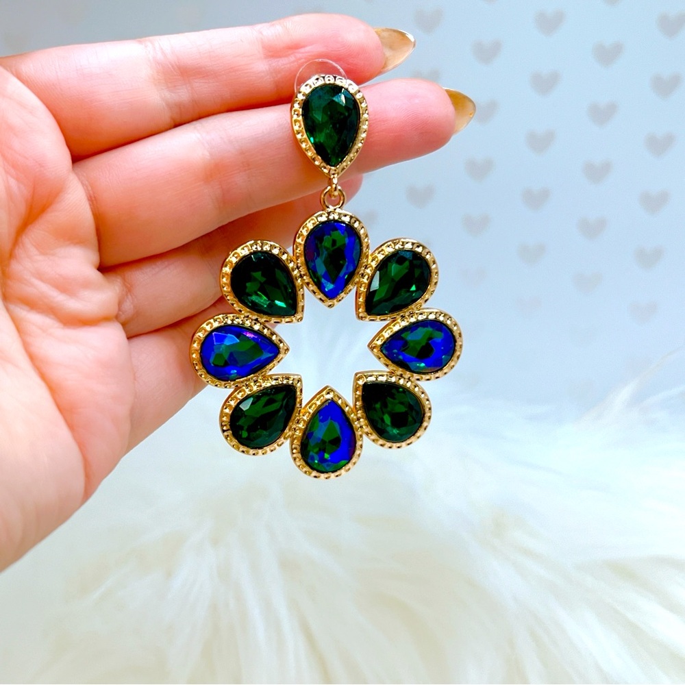 Gold and Jewel-Toned Teardrop Earrings - Picture 4 of 5